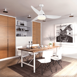 Alternative view of Reversible Ceiling Fan with Light, 3 Blades White LED Remote White