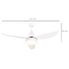 Reversible Ceiling Fan with Light, 3 Blades White LED Remote White