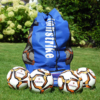 Lionstrike Football Bag – Blue Mesh Ball Carry Sack Holds Up To 15 Balls