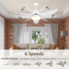 Reversible Ceiling Fan with Light, 3 Blades White LED Remote White