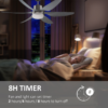 Reversible Ceiling Fan with Light, 3 Blades LED Lighting Remote Silver Fan