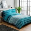 Textured Stripe Teal Single Duvet Cover Set – Soft Polycotton Bedding