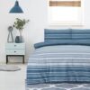 Textured Stripe Teal Single Duvet Cover Set – Soft Polycotton Bedding