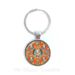 Alternative view of Ganesha Glass Dome Keyring with Antique Bronze Finish