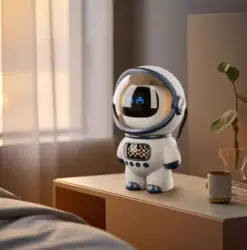 Smart Voice Robot Speaker with Alarm Clock and Night Light