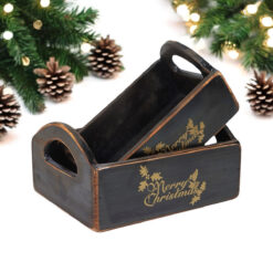 Alternative view of Black Wooden Storage Crates – Set of 2