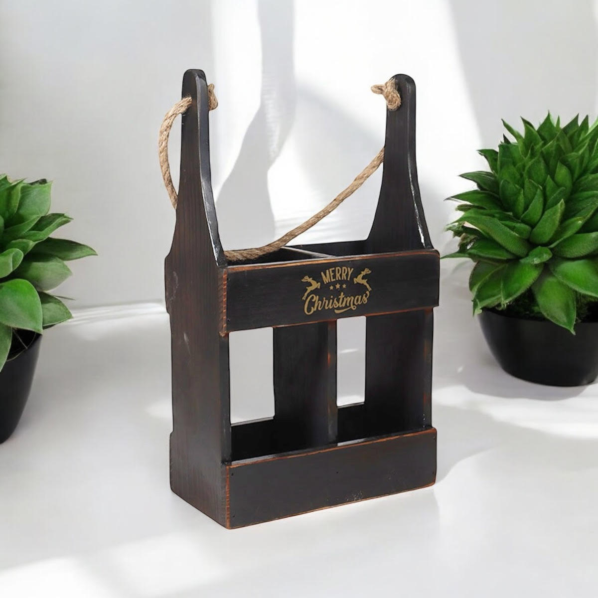 39CM WOODEN BLACK 2 BOTTLE WINE HOLDER 39CM WOODEN BLACK 2 BOTTLE WINE HOLDER - Image 4