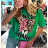 Ladies Oversized Tiger Lightning Wild Thang Short Sleeve T-Shirt Ladies Oversized Tiger Lightning Wild Thang Short Sleeve T-Shirt - Image 5