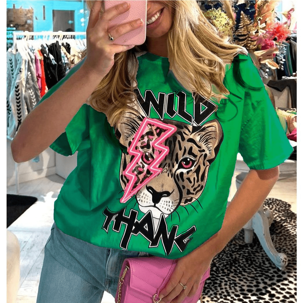 Ladies Oversized Tiger Lightning Wild Thang Short Sleeve T-Shirt Ladies Oversized Tiger Lightning Wild Thang Short Sleeve T-Shirt - Image 5