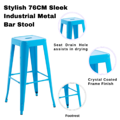 76cm Blue Metal Bar Stool