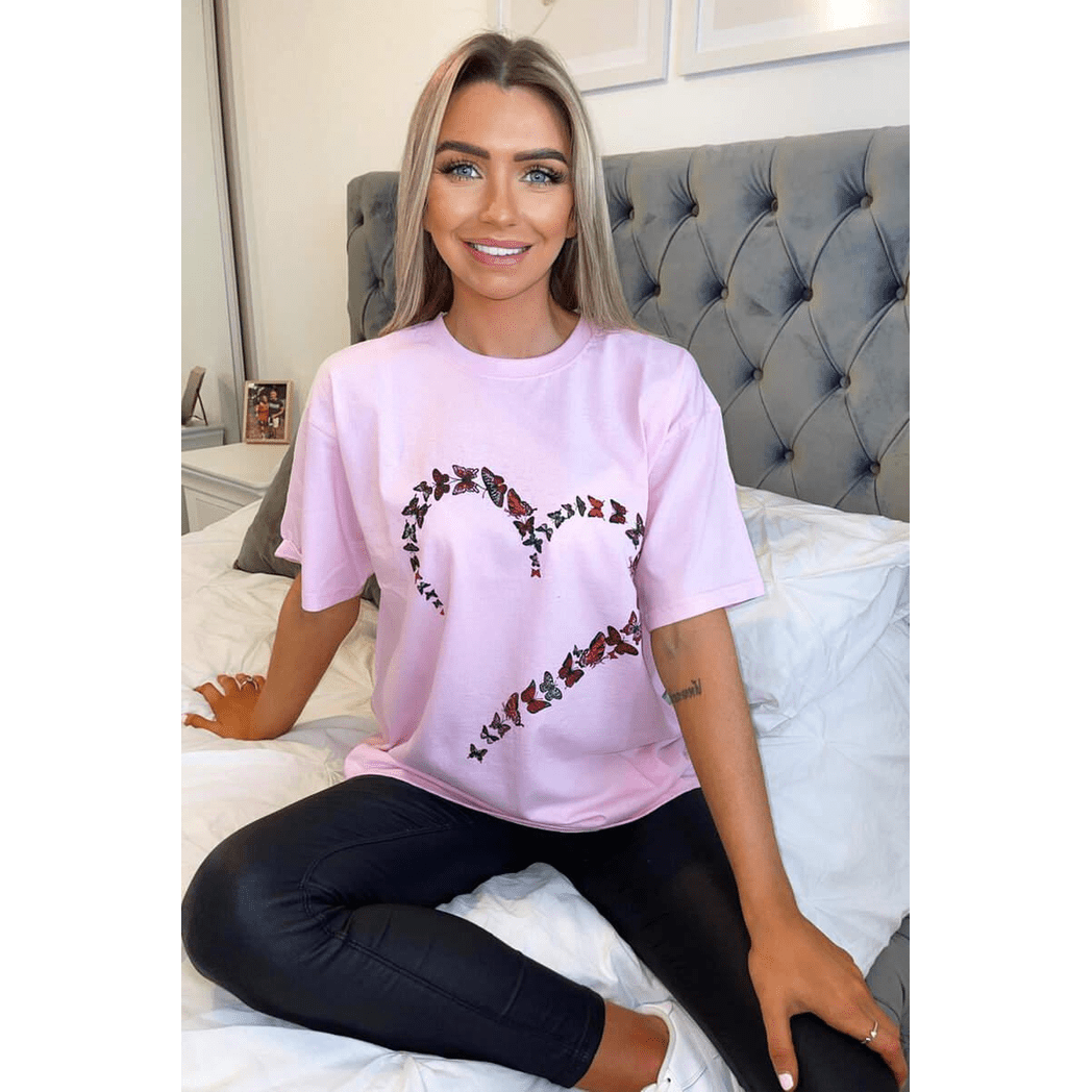 Ladies Oversized Printed Heart Short Sleeve T-Shirt Ladies Oversized Printed Heart Short Sleeve T-Shirt - Image 4