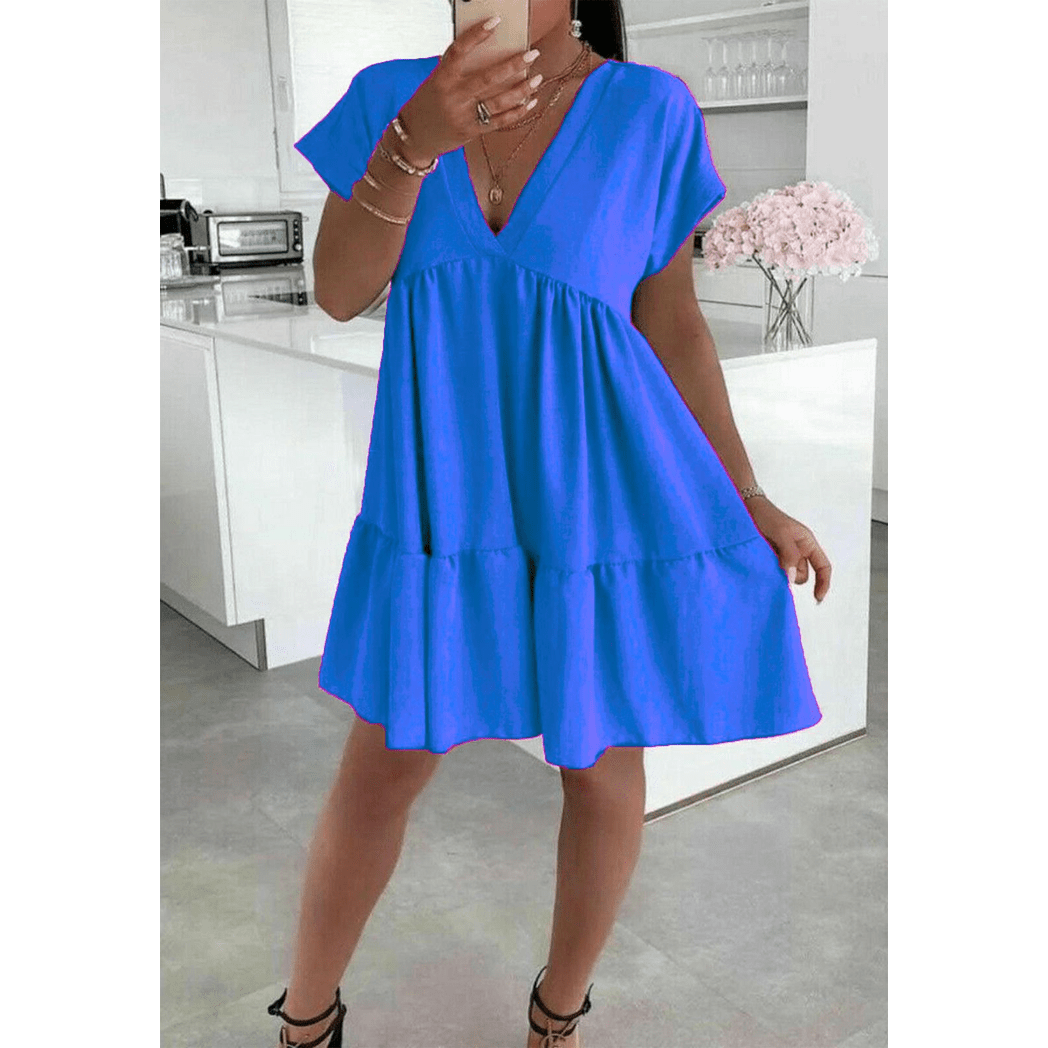 Italian V Neck Smock Dress - Elegant Everyday Style Italian V Neck Smock Dress - Elegant Everyday Style - Image 5