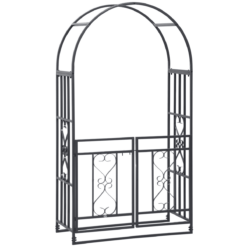 Alternative view of Metal Garden Arch with Double Gate for Climbing Plants