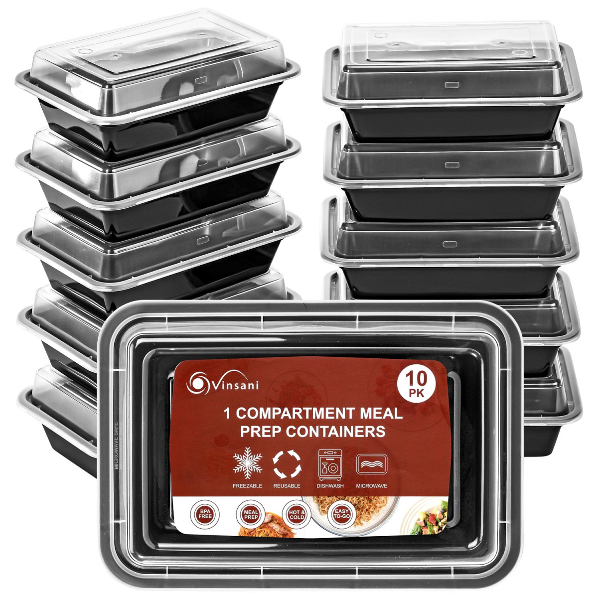 VINSANI 30pk 1 COMPARTMENT MEAL PREP CONTAINERS 1010474 VINSANI 30pk 1 COMPARTMENT MEAL PREP CONTAINERS 1010474 - Image 2