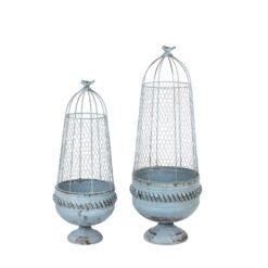 Alternative view of Cream Metal Plant Stands – Set of 2