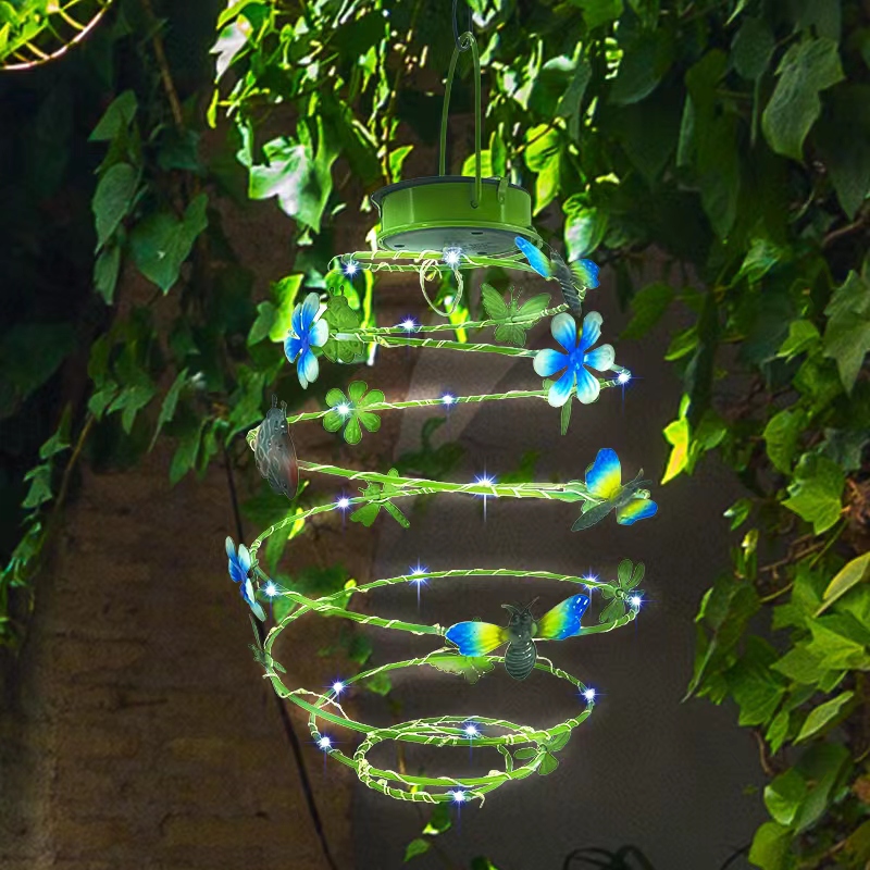 Hanging Solar Spiral Light with Butterflies Hanging Solar Spiral Light with Butterflies - Image 3