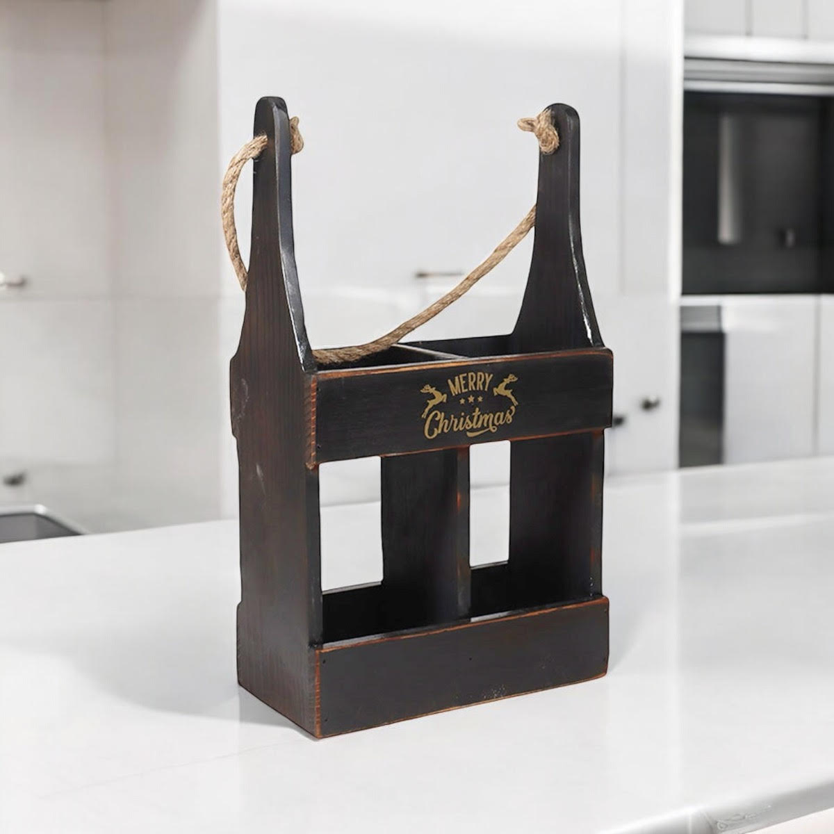 39CM WOODEN BLACK 2 BOTTLE WINE HOLDER 39CM WOODEN BLACK 2 BOTTLE WINE HOLDER - Image 6