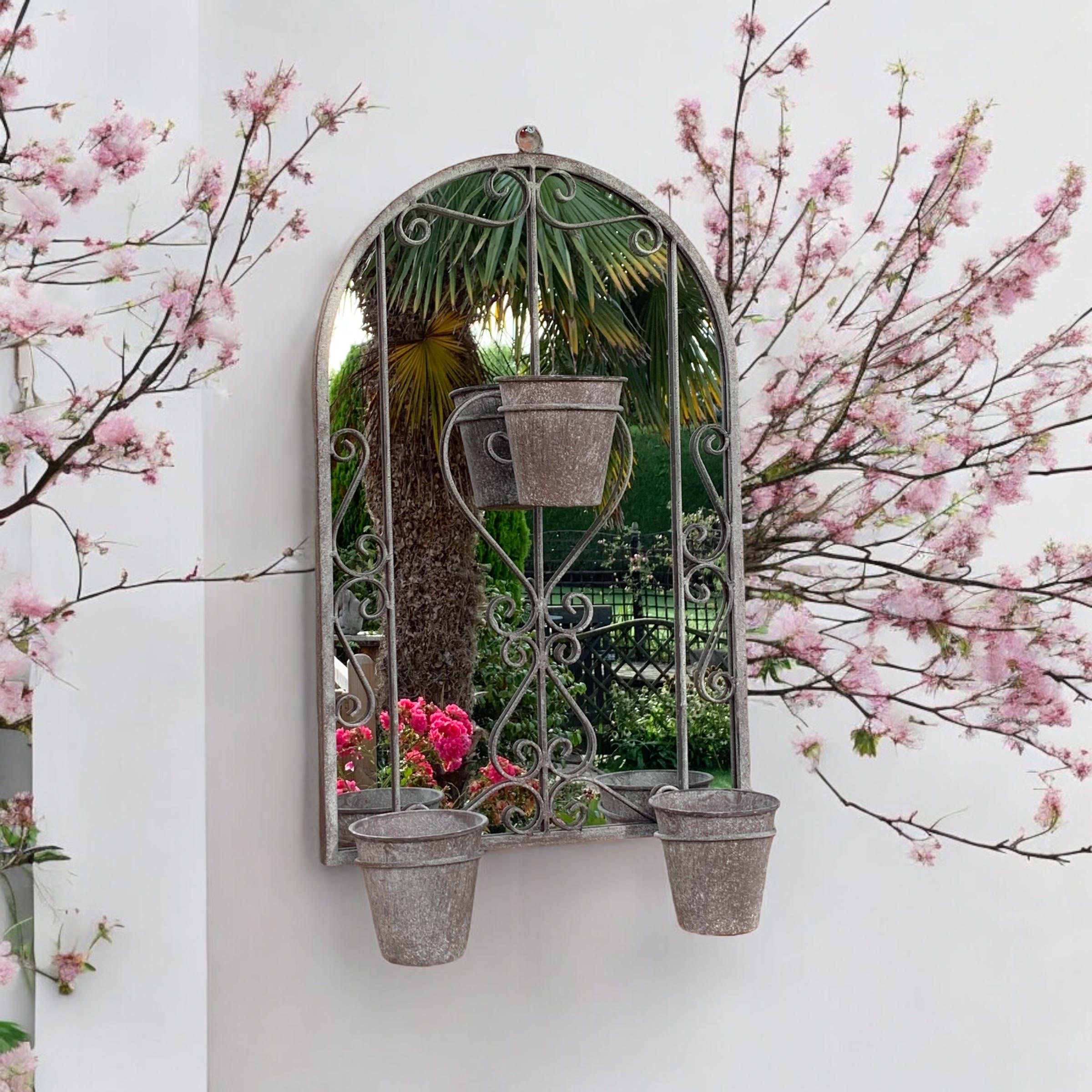 80CM WALL MIRROR WITH TRIPLE PLANTER 80CM WALL MIRROR WITH TRIPLE PLANTER - Image 2
