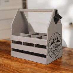 Rustic Grey 6 Bottle Holder with Bottle Opener