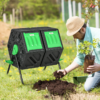 Outsunny 130L Compost Bin Dual Chamber Rotating Composter w/ Ventilation Holes - Image 2