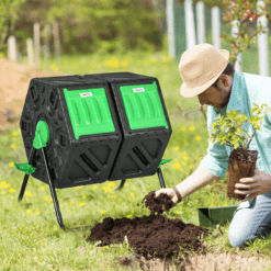 Alternative view of 130L Compost Bin Dual Chamber Rotating Composter with Ventilation Holes