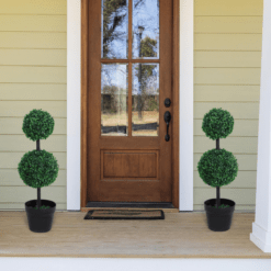 Alternative view of Set of 2 Artificial Boxwood Ball Topiary Plant Trees Green