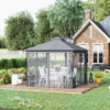 Gazebo Party Tent Canopy Sun Shade for Patio Garden Light Grey 3x3(m) Outsunny - Image 2