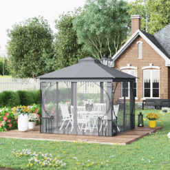 Alternative view of Gazebo Party Tent Canopy Sun Shade for Patio Garden Light Grey 3 x 3m
