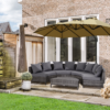4-Seater Half Moon Shaped Rattan Outdoor Garden Furniture Set Grey - Image 2