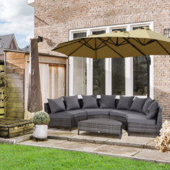 Alternative view of 4-Seater Half Moon Shaped Rattan Outdoor Garden Furniture Set Grey