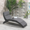 Garden Patio Rattan Wicker Folding Sun Lounger Cushion Grey Garden Patio Rattan Wicker Folding Sun Lounger Cushion Grey - Image 2