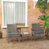 3 Piece Garden Rattan Bistro Set with Table and Chairs, Mixed Grey 3 Piece Garden Rattan Bistro Set with Table and Chairs, Mixed Grey