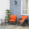 3 Pieces Patio Rattan Bistro Set with Tempered Glass Table Orange 3 Pieces Patio Rattan Bistro Set with Tempered Glass Table Orange - Image 2