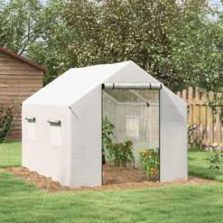 Alternative view of Tunnel Greenhouse with UV-Resistant PE Cover, Wide Door, 2 x 3m, White