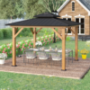 3.5 x 3.5m Aluminium Hardtop Gazebo Canopy 2-Tier Roof Grey - Image 2