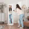 360° Swivel Jewellery Cabinet with Full-Length Mirror and Storage, White