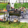 Outsunny Steel 2-Grill Charcoal BBQ w/ Wheels Black - Image 2