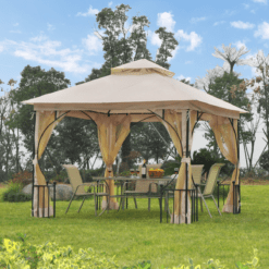 Alternative view of Metal Gazebo With Sides Beige 3m x 3m Waterproof Gazebo