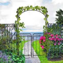 Alternative view of Metal Decorative Backyard Arch Gate Garden Arbor for Climbing Plants