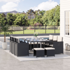 Alternative view of Rattan Dining Set, 11 Piece-Black