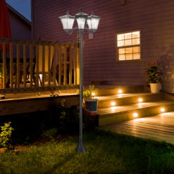 Alternative view of 3-Head Solar Powered Lamp Post, IP44, 51.5Lx47Wx182.5H cm-Black