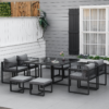 8 Seater Dining Cube Set Dining Table, 4 Chairs & 4 Footstools & Cushion, Grey - Image 2