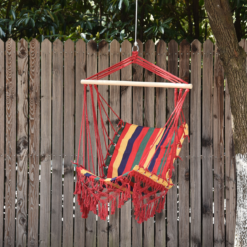 Alternative view of Hammock Chair Swing Colourful Striped Seat Porch Indoor Outdoor Hanging Beach