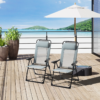 2 Portable Folding Recliner Outdoor Patio Chaise Lounge Chair with Backrest - Image 2
