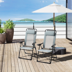 Alternative view of 2 Portable Folding Recliner Outdoor Patio Chaise Lounge Chair with Backrest