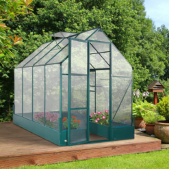Alternative view of Garden Walk-in Aluminium Greenhouse Polycarbonate with Plant Bed