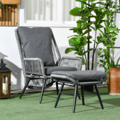 Alternative view of Rattan Garden Leisure Chair Set with Adjustable Backrest, Grey