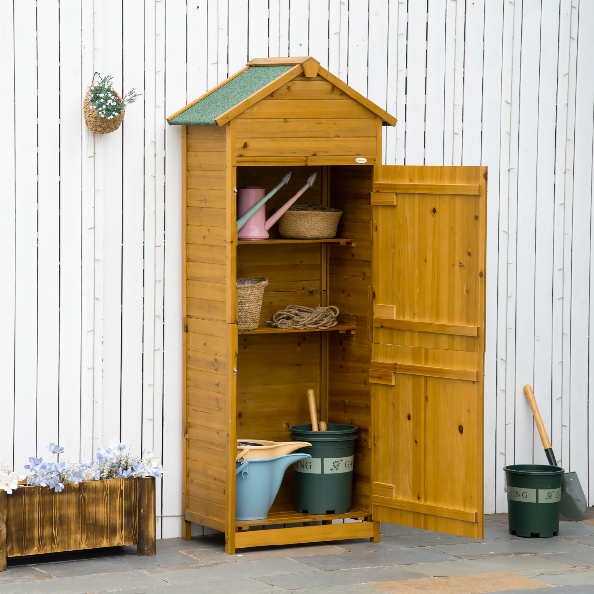 Garden Shed Wooden Timber Garden Storage Shed Tilted-felt Roof & Lockable Doors Garden Shed Wooden Timber Garden Storage Shed Tilted-felt Roof & Lockable Doors - Image 2