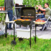 Outsunny Charcoal Barbecue Grill Portable BBQ with Lockable Lid, Vent - Image 3