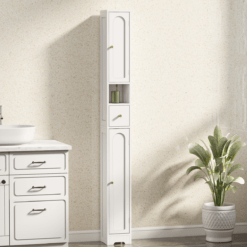 Alternative view of 20cm Slim Bathroom Storage Cabinet with Adjustable Shelves, White